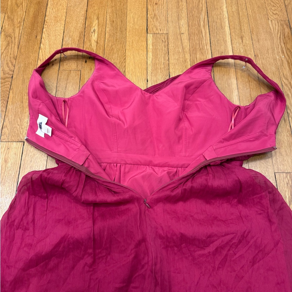 J. Crew - Rich Red Sleeveless Dress with zip back and tulle - Picture 6 of 8